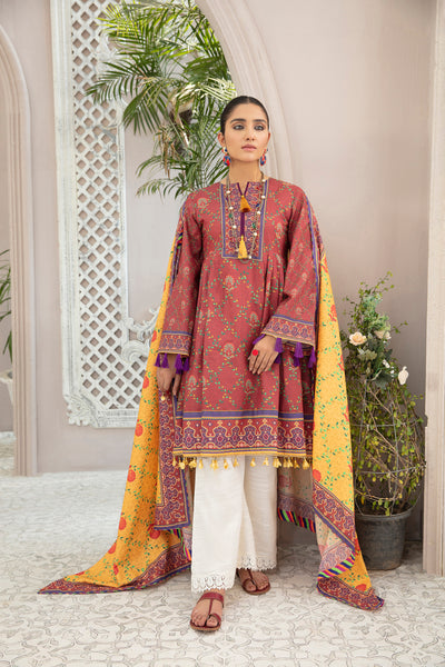 Unstitched 2 Piece Digital Printed Karrandi Suit