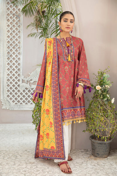 Unstitched 2 Piece Digital Printed Karrandi Suit