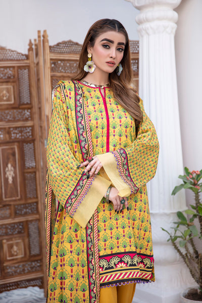 Unstitched 3 Piece Digital Printed Cottel Suit