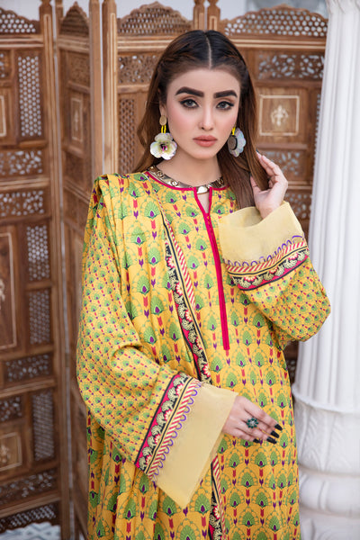 Unstitched 3 Piece Digital Printed Cottel Suit