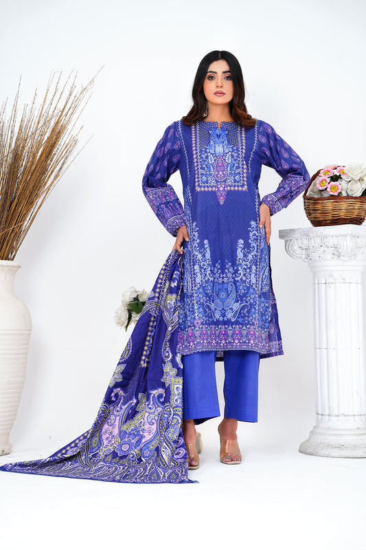 3 Piece Unstitched Printed Lawn Suit with Lawn Dupatta