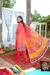 Unstitched Three Pc Embrioded Suite With Chiffon Dupatta