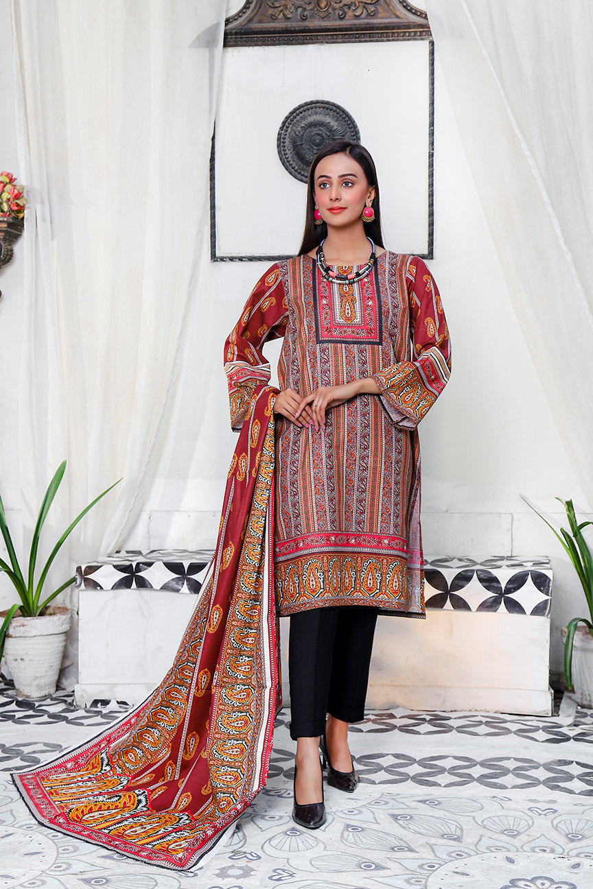 Unstitched 2 Piece Printed Khaddar Suit