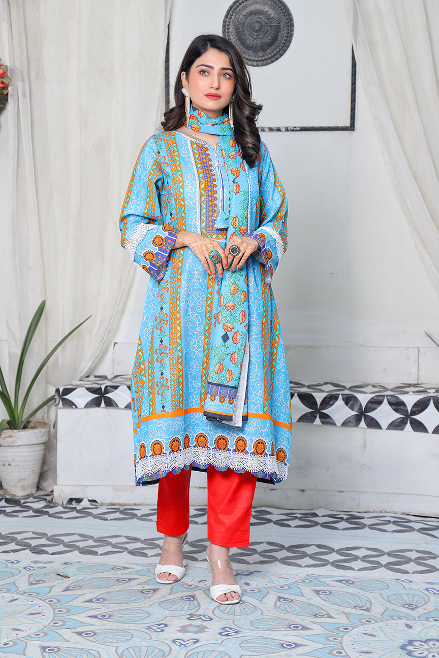 Unstitched 2 Piece Printed Khaddar Suit