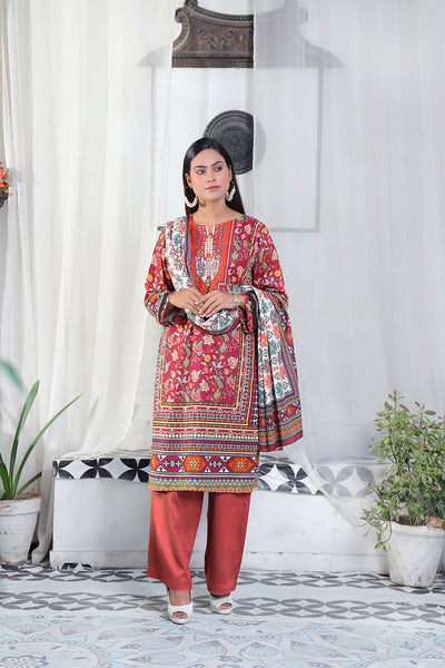 Unstitched 2 Piece Printed Khaddar Suit